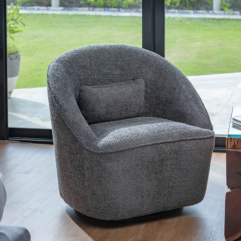 Emerald Boucle Swivel Chair - Grey