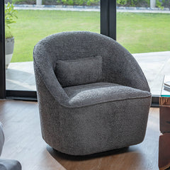 Emerald Boucle Swivel Chair - Grey