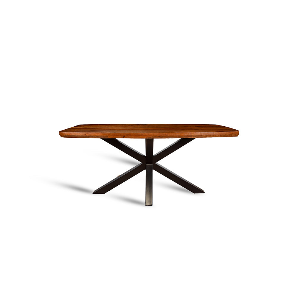 Crispio Wooden 6 Seater Dining Table with Iron - Brown