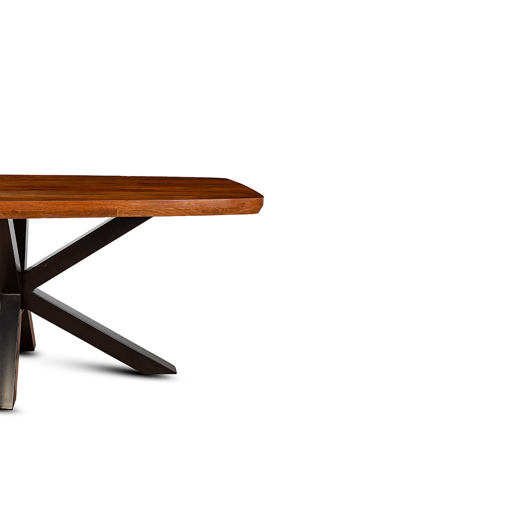 Crispio Wooden 6 Seater Dining Table with Iron - Brown