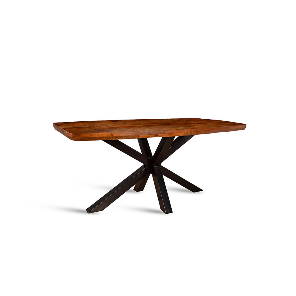 Crispio Wooden 6 Seater Dining Table with Iron - Brown