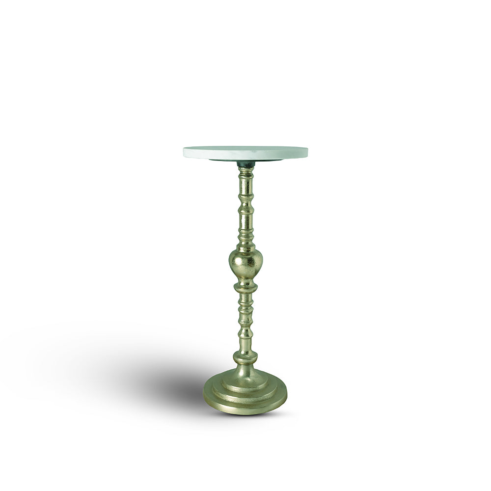 Snowflake Marble Side Table with Aluminium