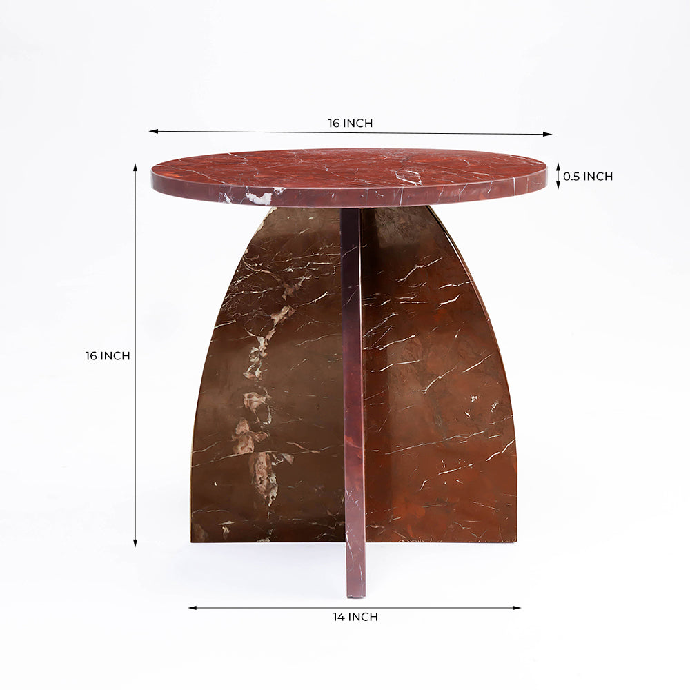 Summa Red Marble Accent Table