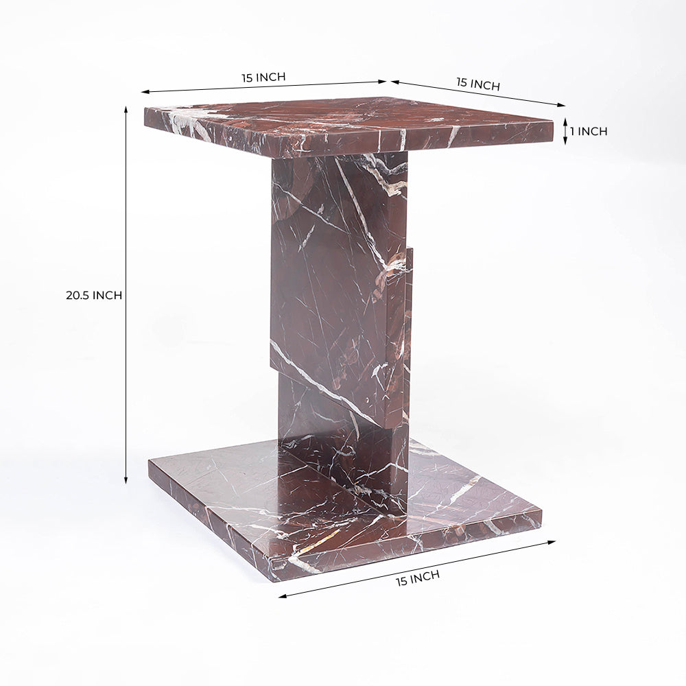 Shad Red Marble Accent Table