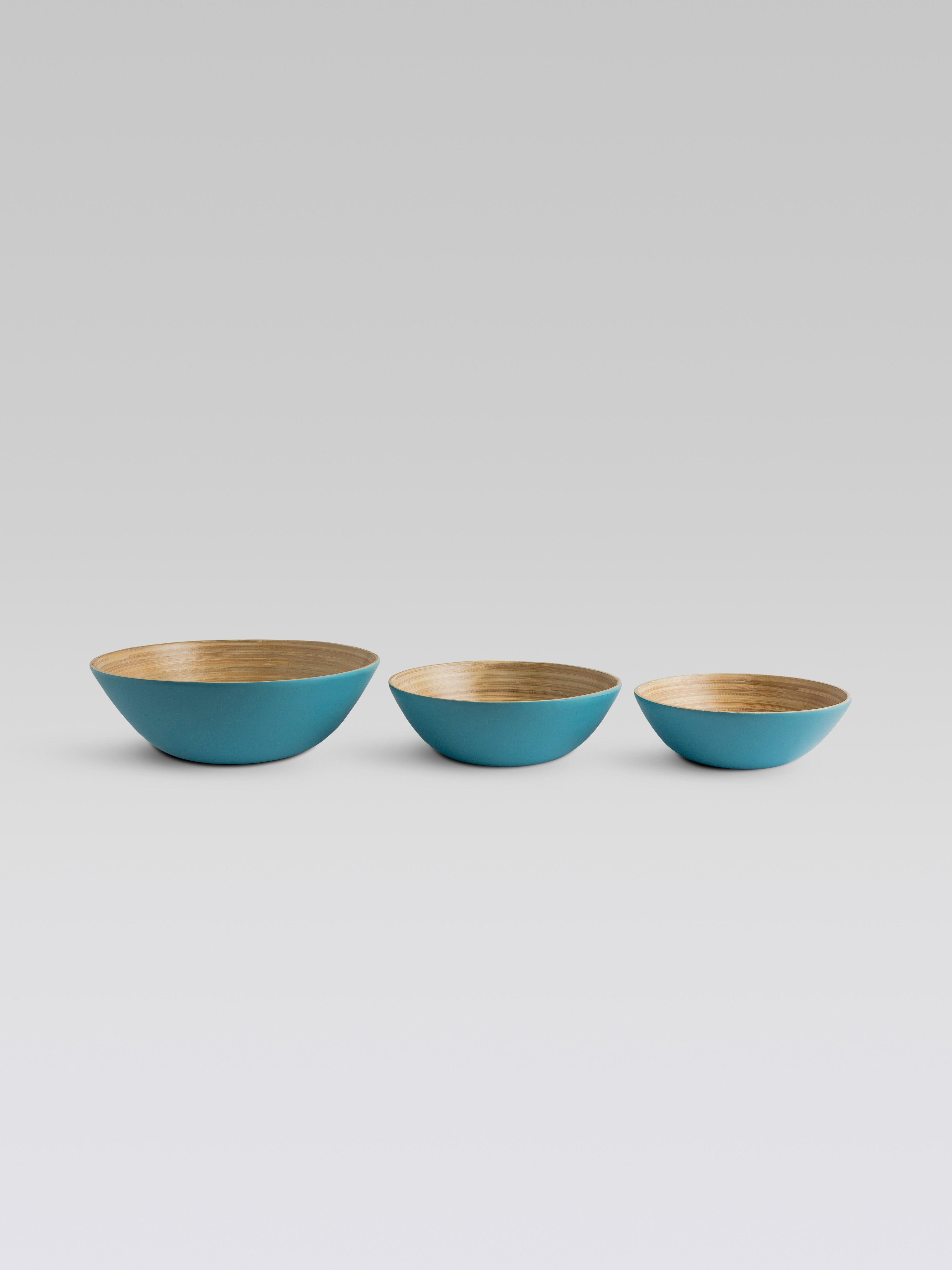 Venus Bamboo Bowls Blue set of 3 - Living Shapes