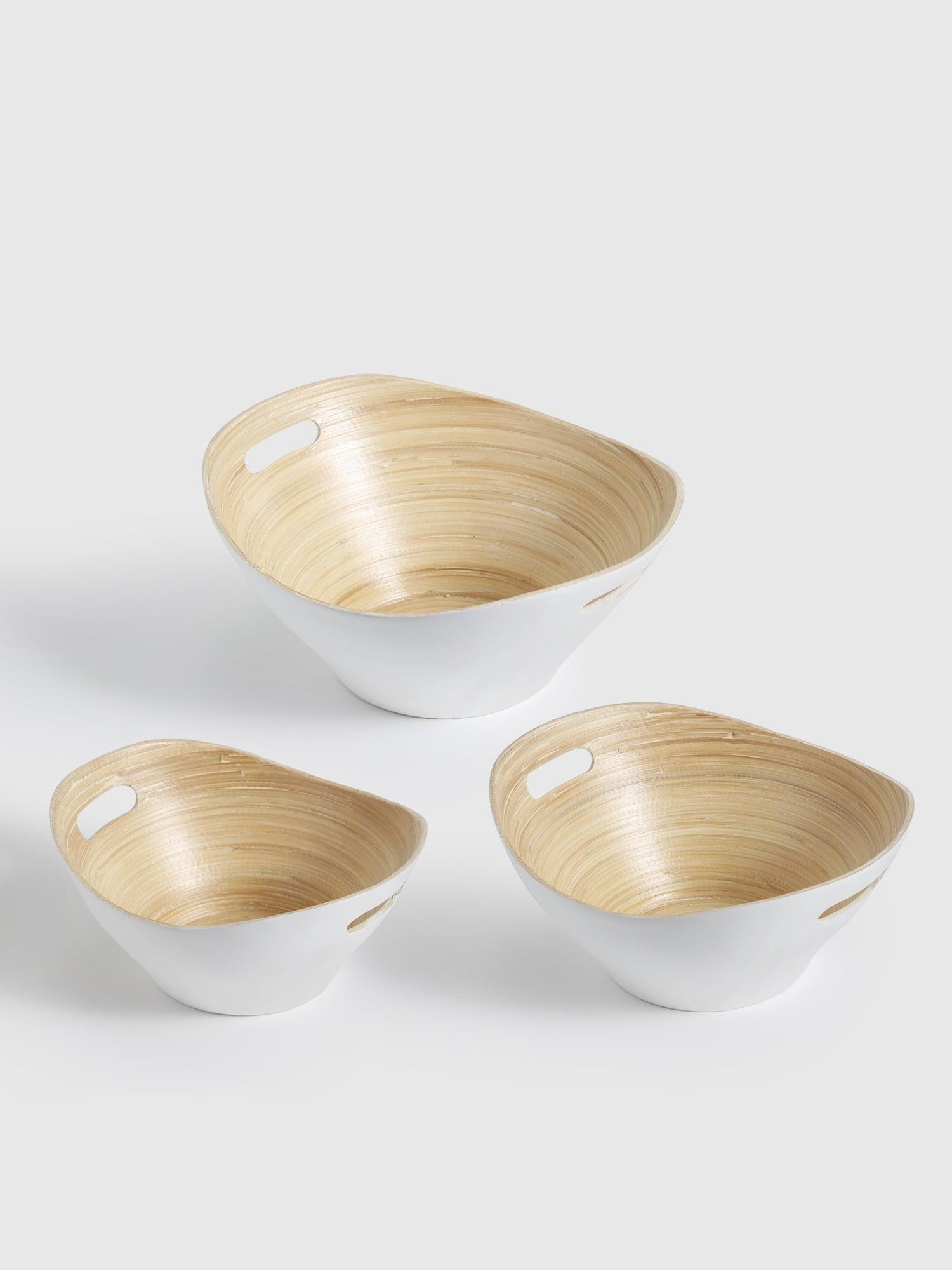 Mahara Bamboo Bowls White set of 3