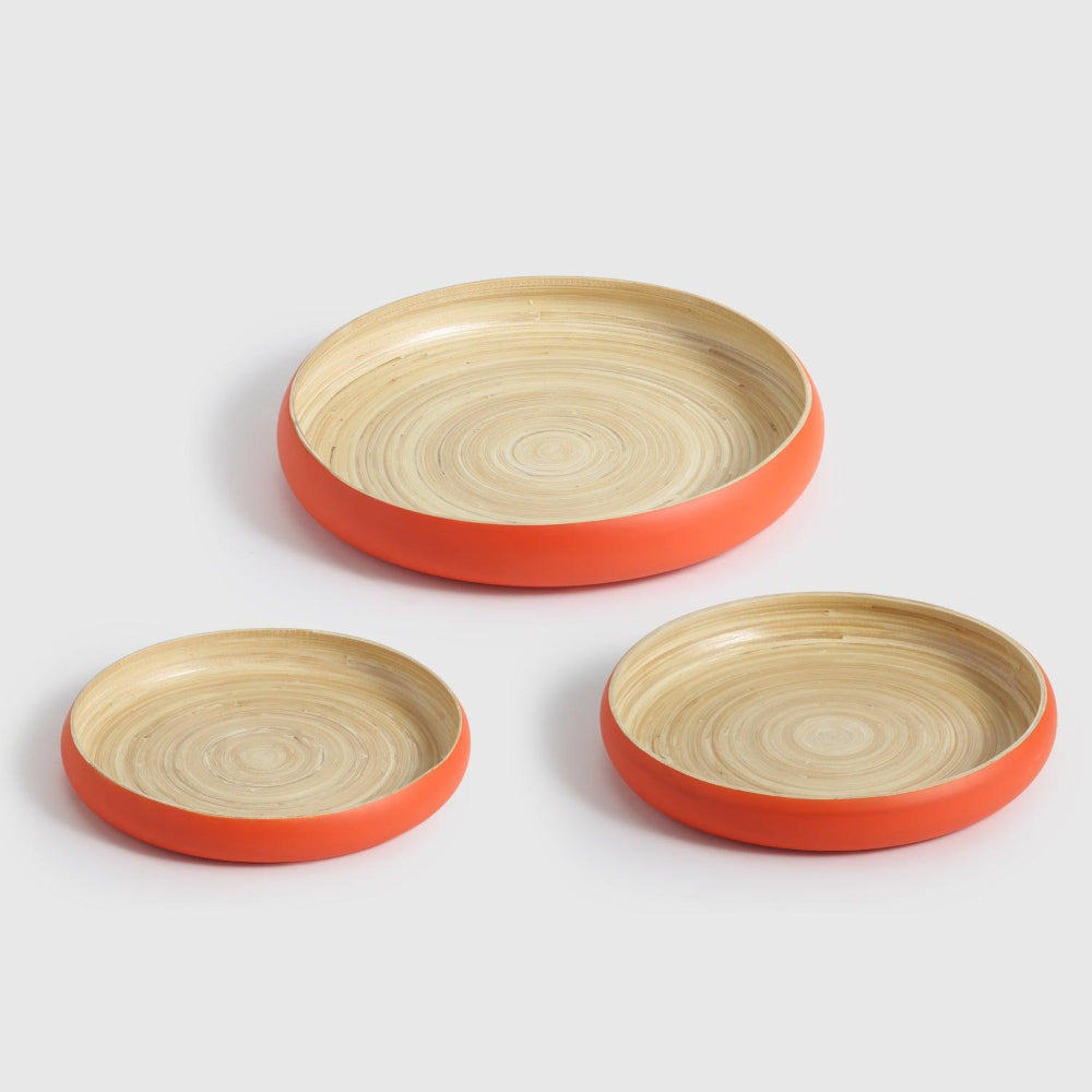Maliya Bamboo Bowls Orange Set of 3 - Living Shapes
