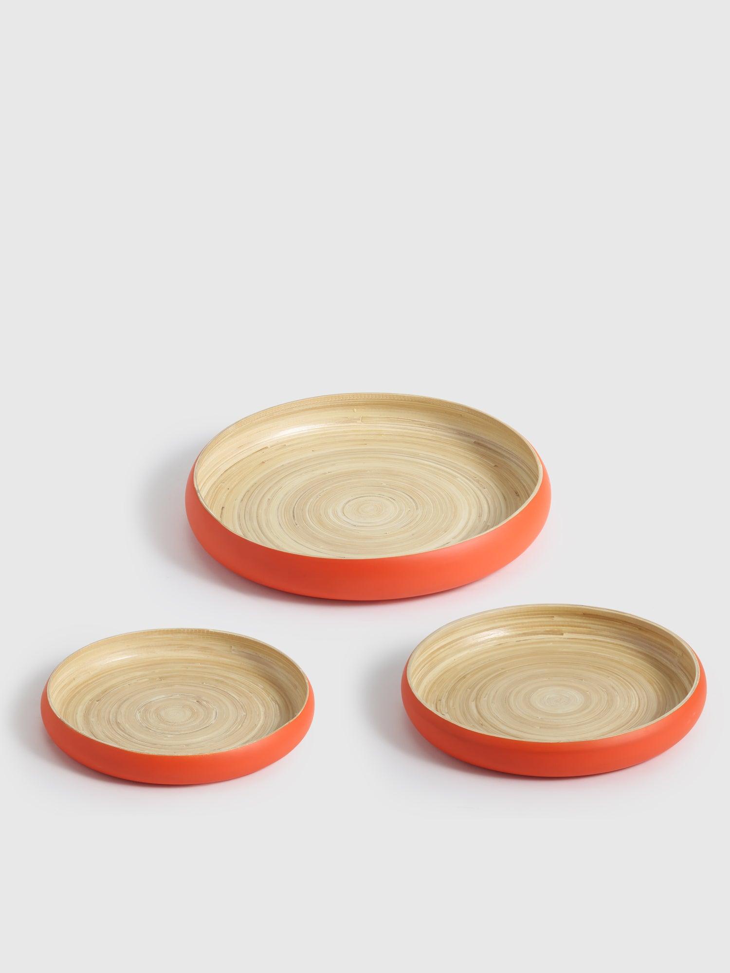 Maliya Bamboo Bowls Orange Set of 3 - Living Shapes