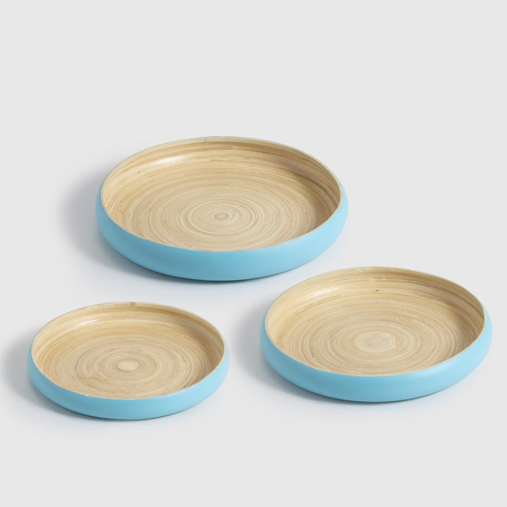 Maliya Bamboo Bowls Blue set of 3 - Living Shapes