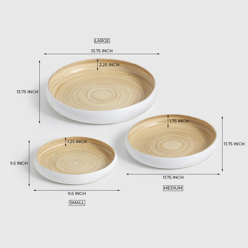 Maliya Bamboo Bowls White Set of 3