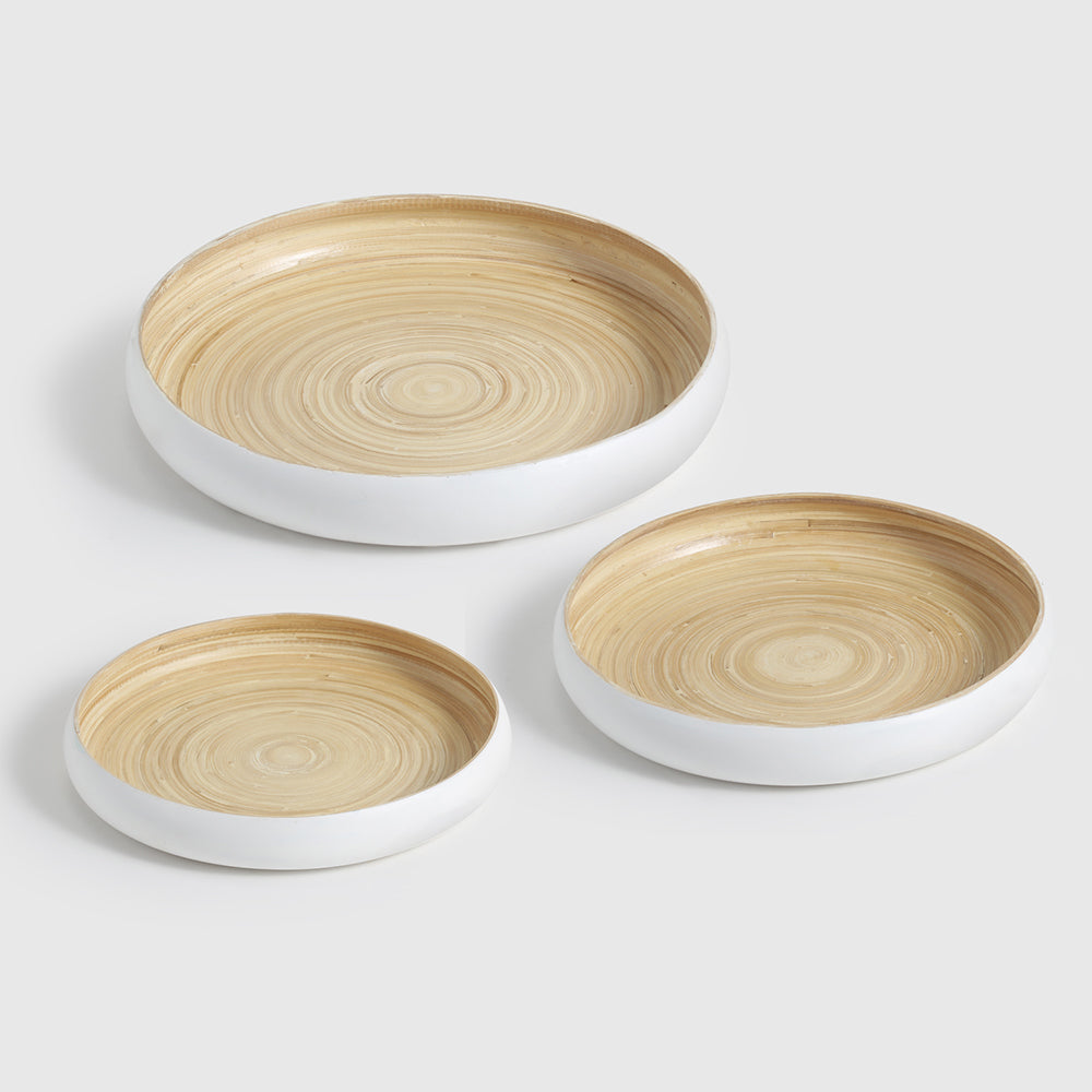 Maliya Bamboo Bowls White Set of 3