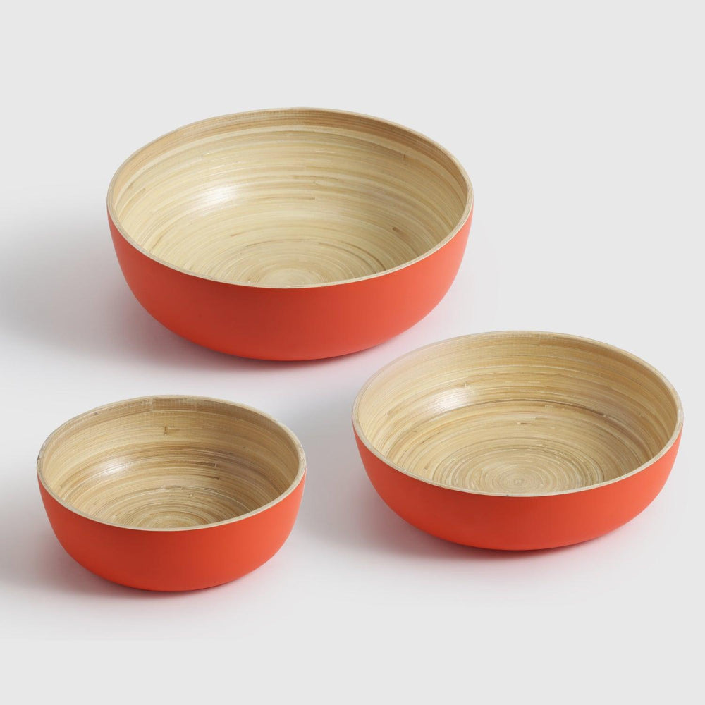 Sahaya Bamboo Bowls Orange set of 3 - Living Shapes