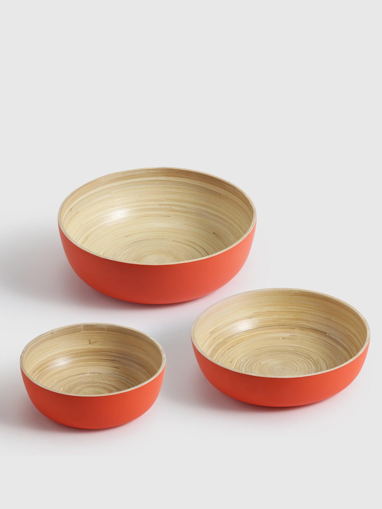 Sahaya Bamboo Bowls Orange set of 3