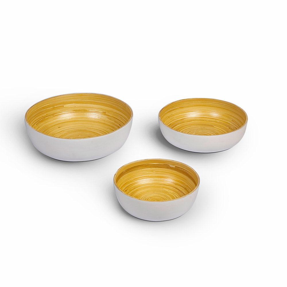 Sahaya Bamboo Bowls White set of 3 - Living Shapes