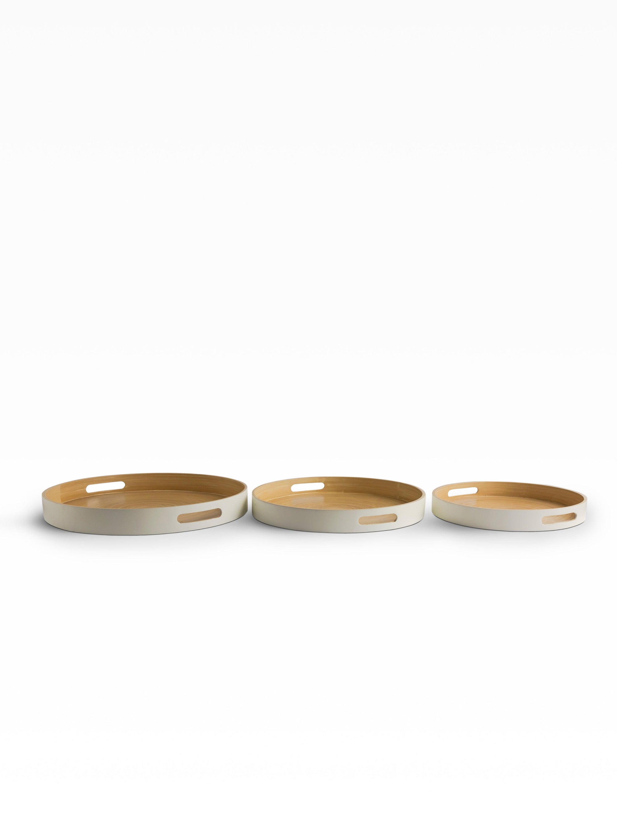 Flo Bamboo Trays Set of 3 White - Living Shapes