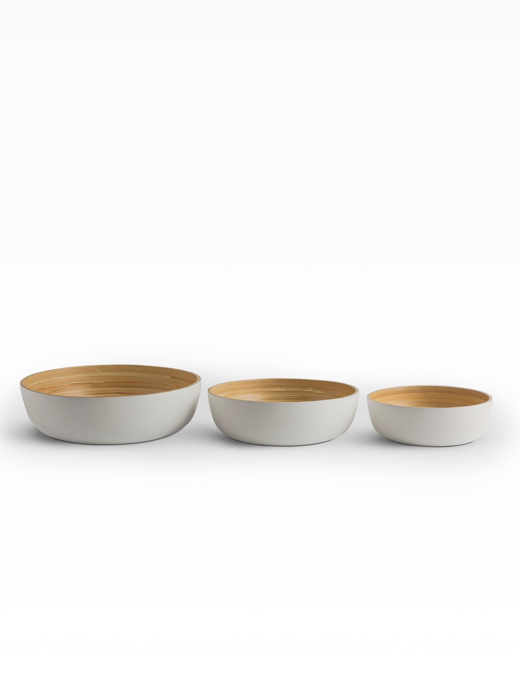 Shekaina Bamboo Bowls White set of 3 - Living Shapes