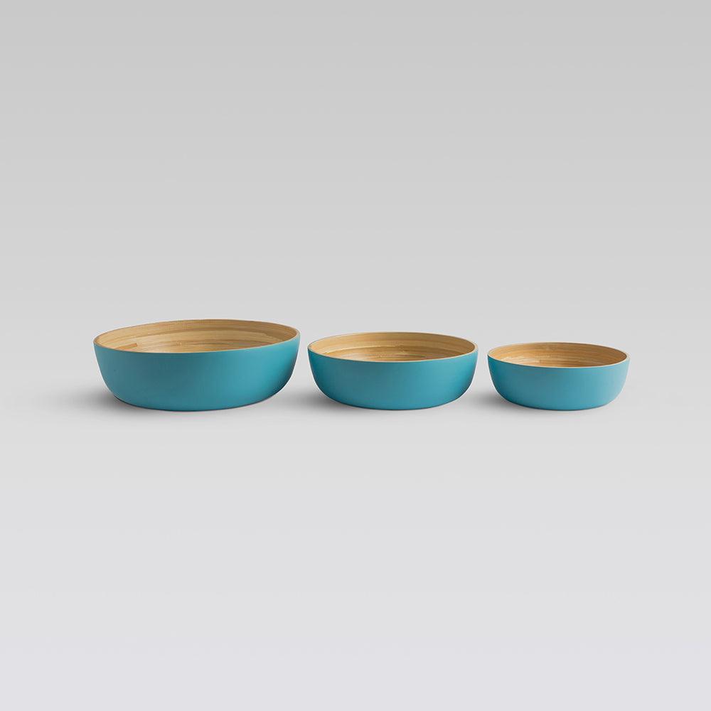 Shekaina Bamboo Bowls Blue set of 3