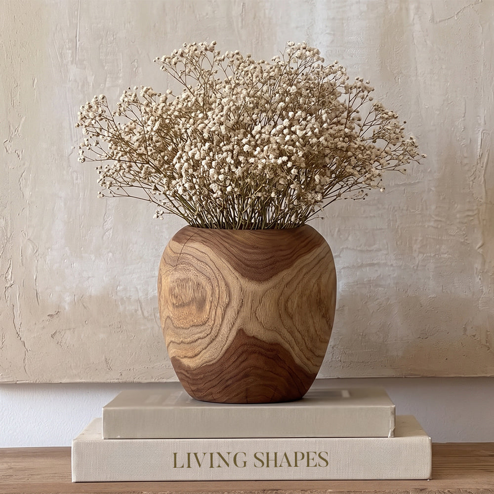 Dobby Brown Teak Wood Table Vase