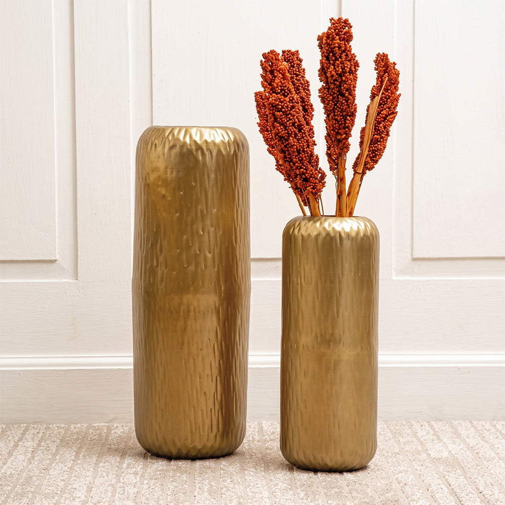 Flebert Gold Brass Large Table Vase - Set of 2