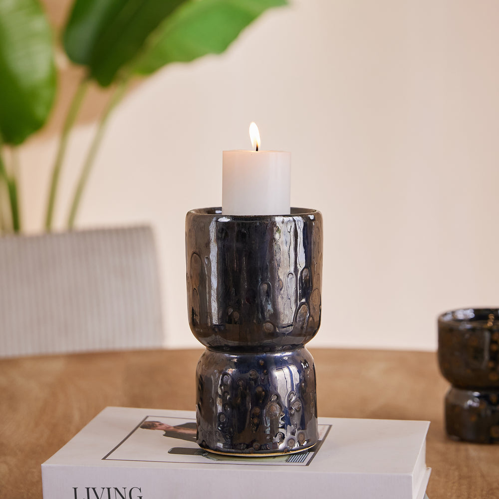 Sage Stone Ceramic Candle Holder - Large