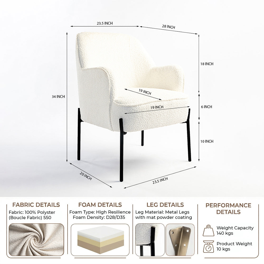 Ironveil Modern Armchair - White