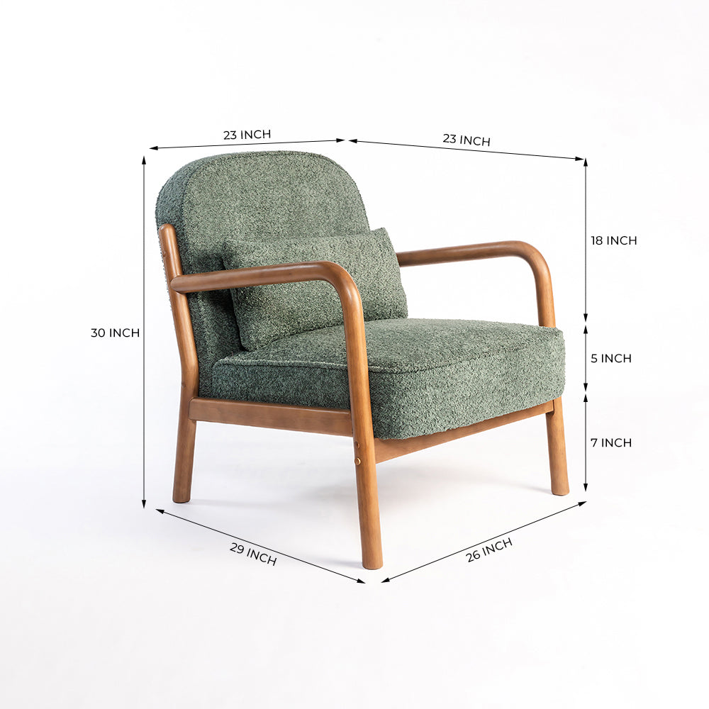 Dew Nostalgia Wooden Armchair - Dark Green