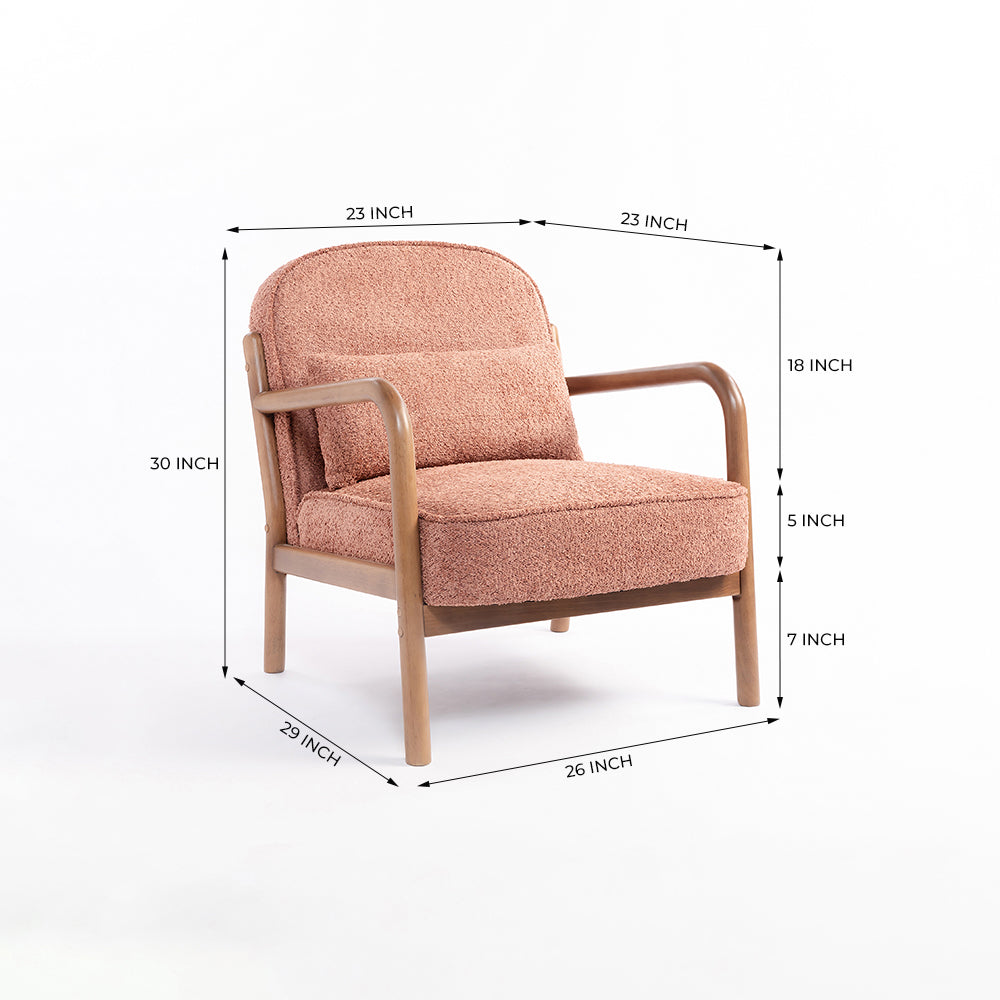 Dew Nostalgia Wooden Armchair - Dusty Rose Brown