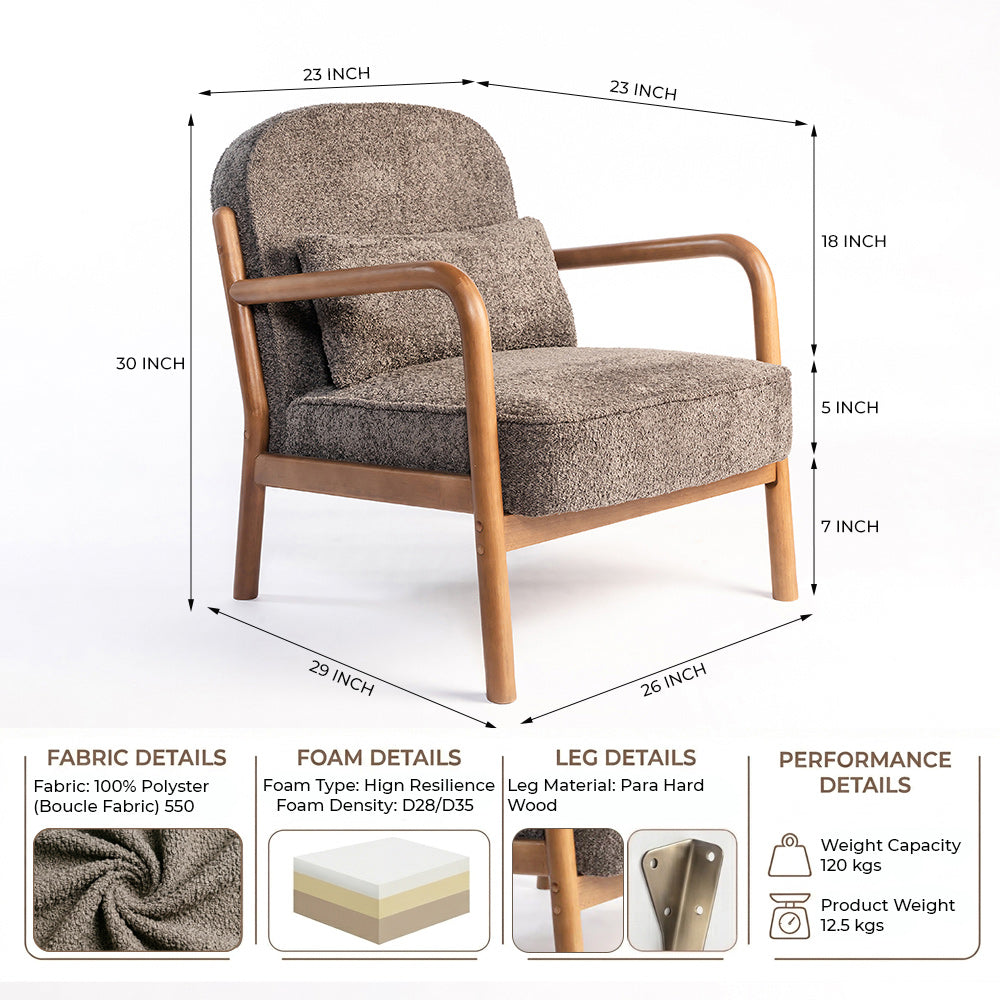 Dew Nostalgia Wooden Armchair - Grey