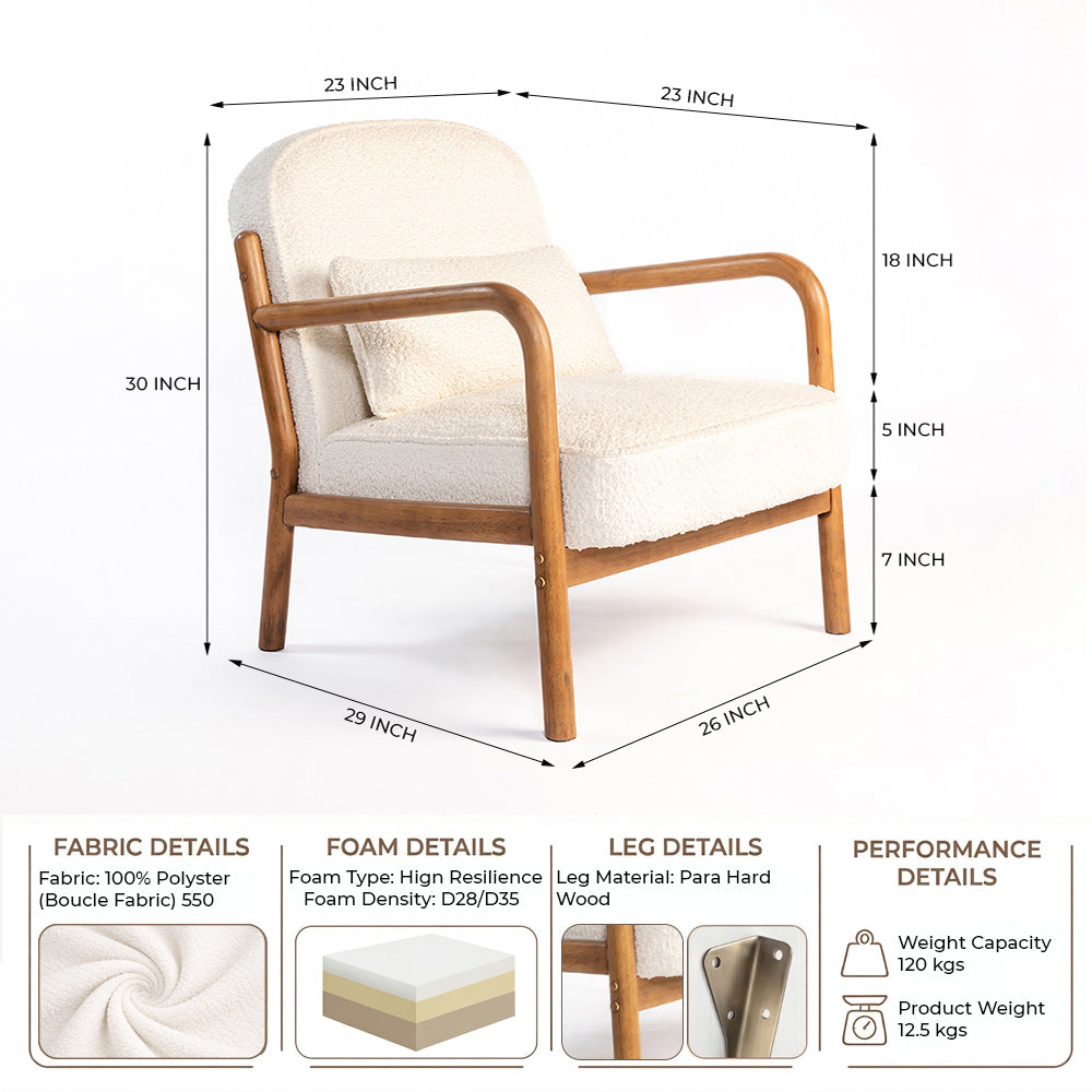 Dew Nostalgia Wooden Armchair - White