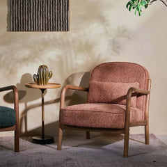 Dew Nostalgia Wooden Armchair - Dusty Rose Brown