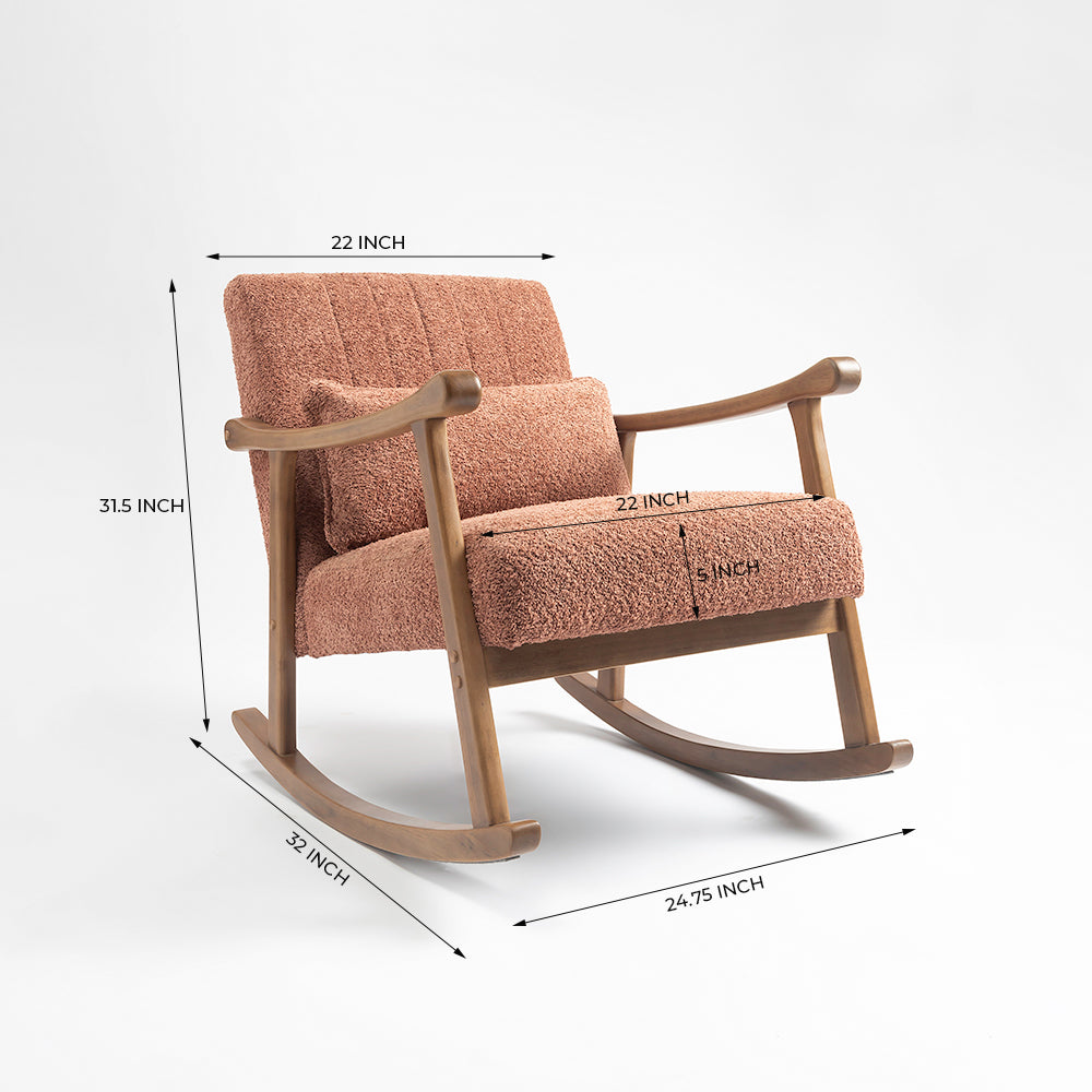 Margaret Wooden Rocking Chair - Dusty Rose Brown