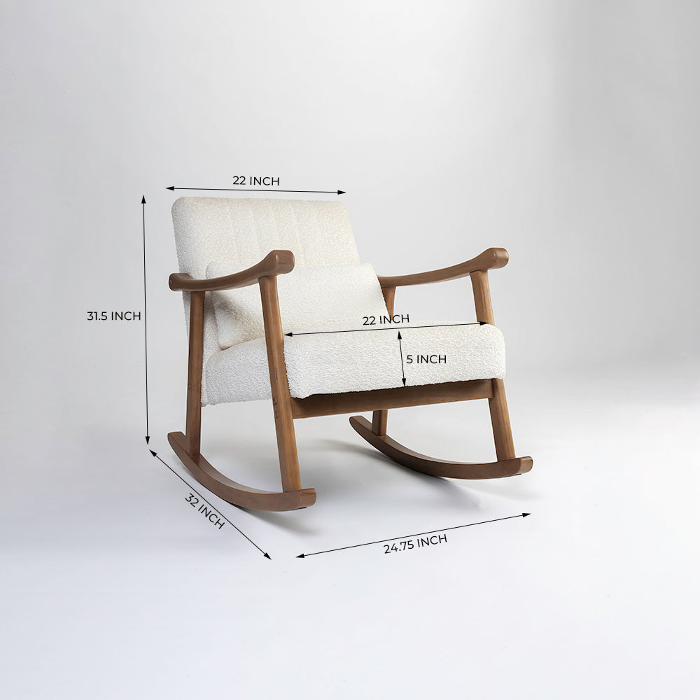 Margaret Rubberwood Rocking Chair- Cotton - White