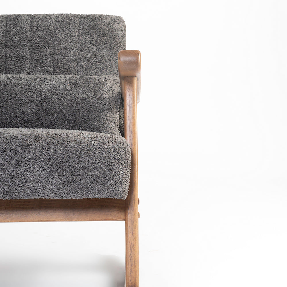 Margaret Wooden Rocking Chair - Cotton - Grey