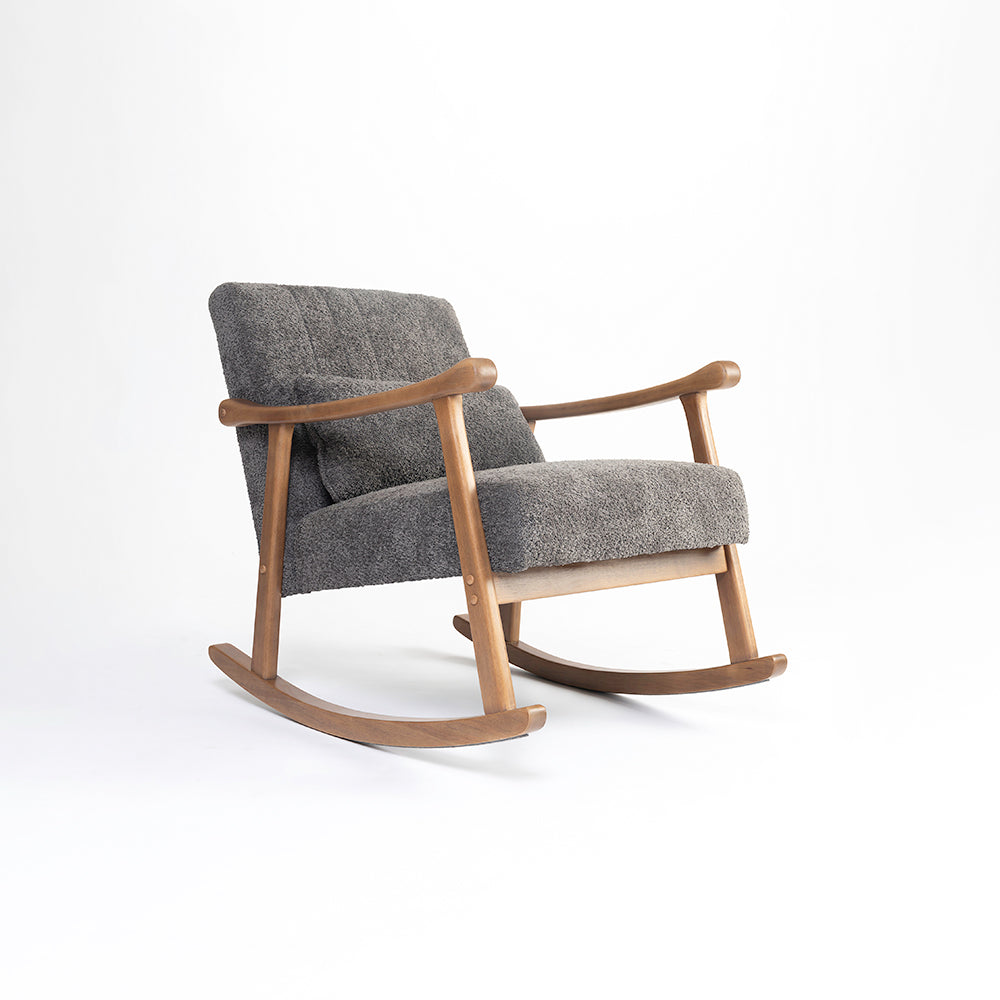 Margaret Wooden Rocking Chair - Cotton - Grey