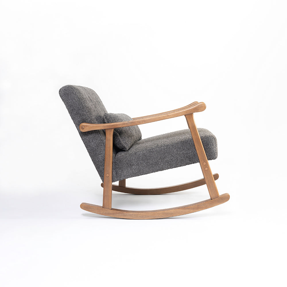 Margaret Wooden Rocking Chair - Cotton - Grey