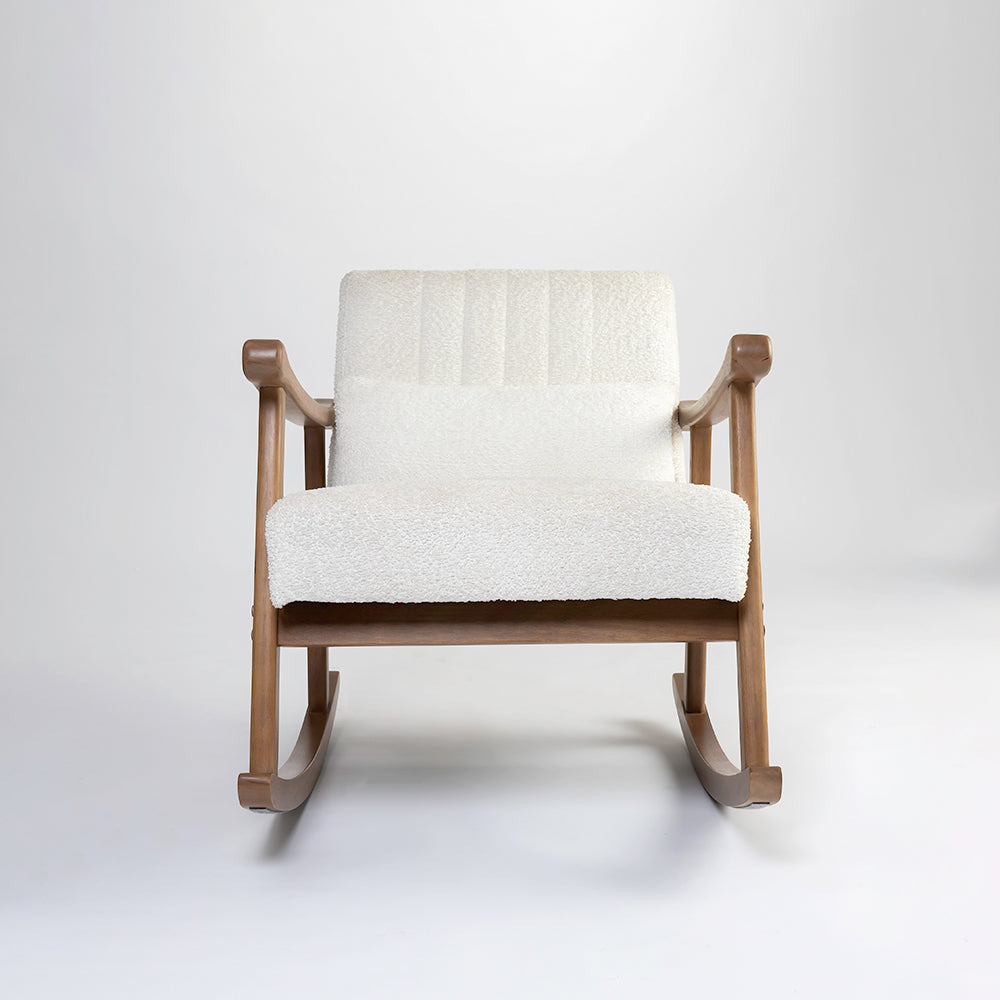 Margaret Rubberwood Rocking Chair- Cotton - White