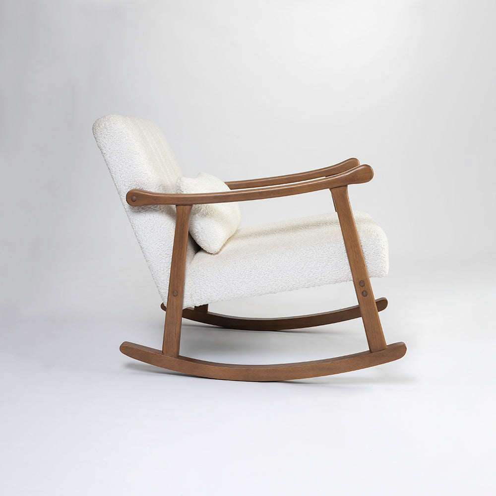 Margaret Rubberwood Rocking Chair- Cotton - White