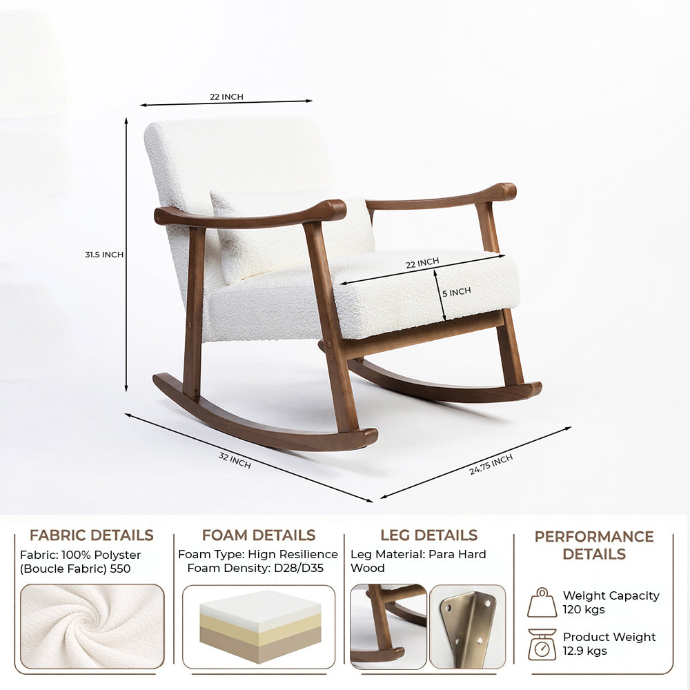 Margaret Wooden Rocking Chair - White