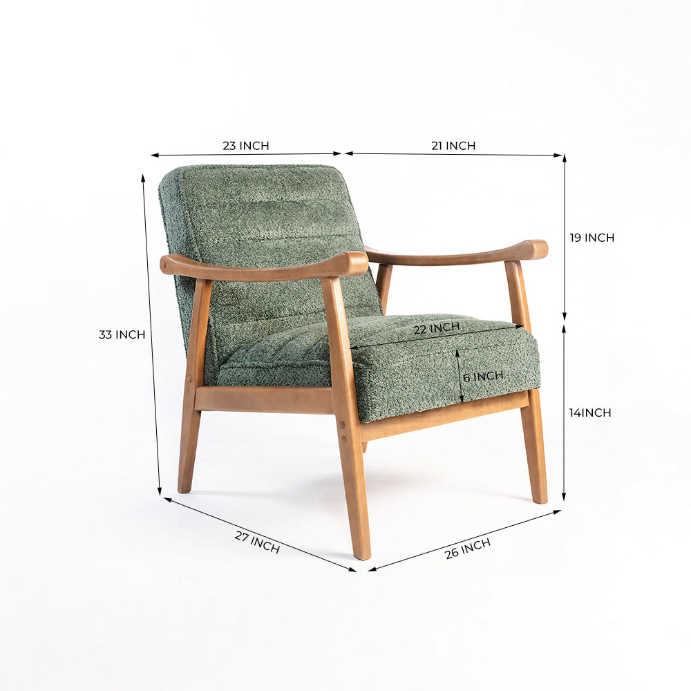 Tulsa Petal Wooden Armchair - Cotton - Dark Green
