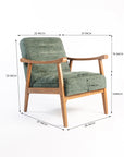 Tulsa Petal Wooden Armchair - Cotton - Dark Green