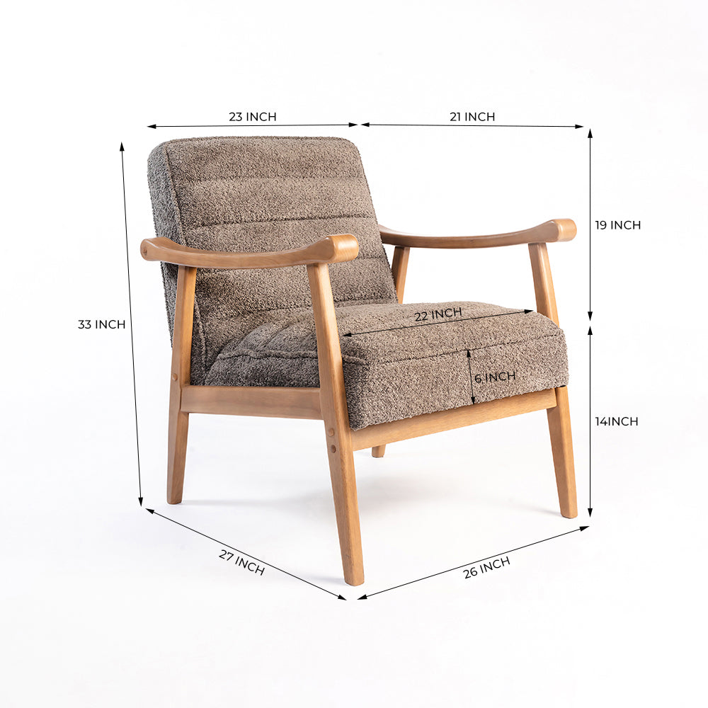 Tulsa Petal Wooden Armchair - Cotton - Grey