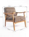 Tulsa Petal Wooden Armchair - Cotton - Grey