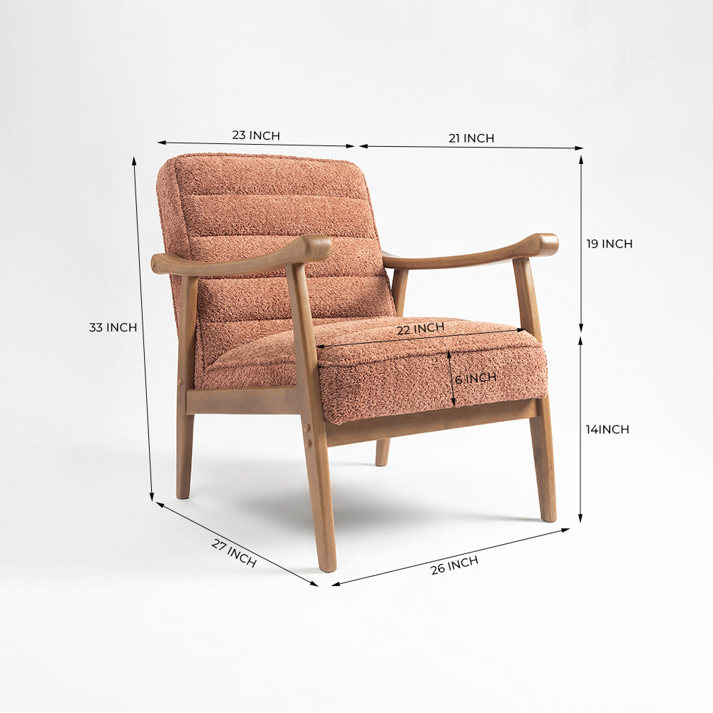 Tulsa Petal Wooden Armchair - Cotton - Dusty Rose Brown