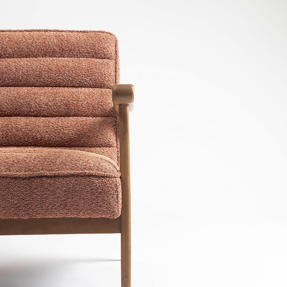 Tulsa Petal Rubberwood Armchair- Cotton - Dusty Rose Brown