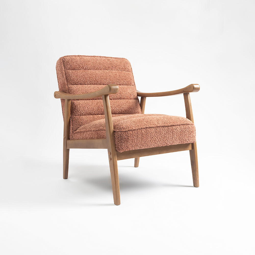 Tulsa Petal Rubberwood Armchair- Cotton - Dusty Rose Brown