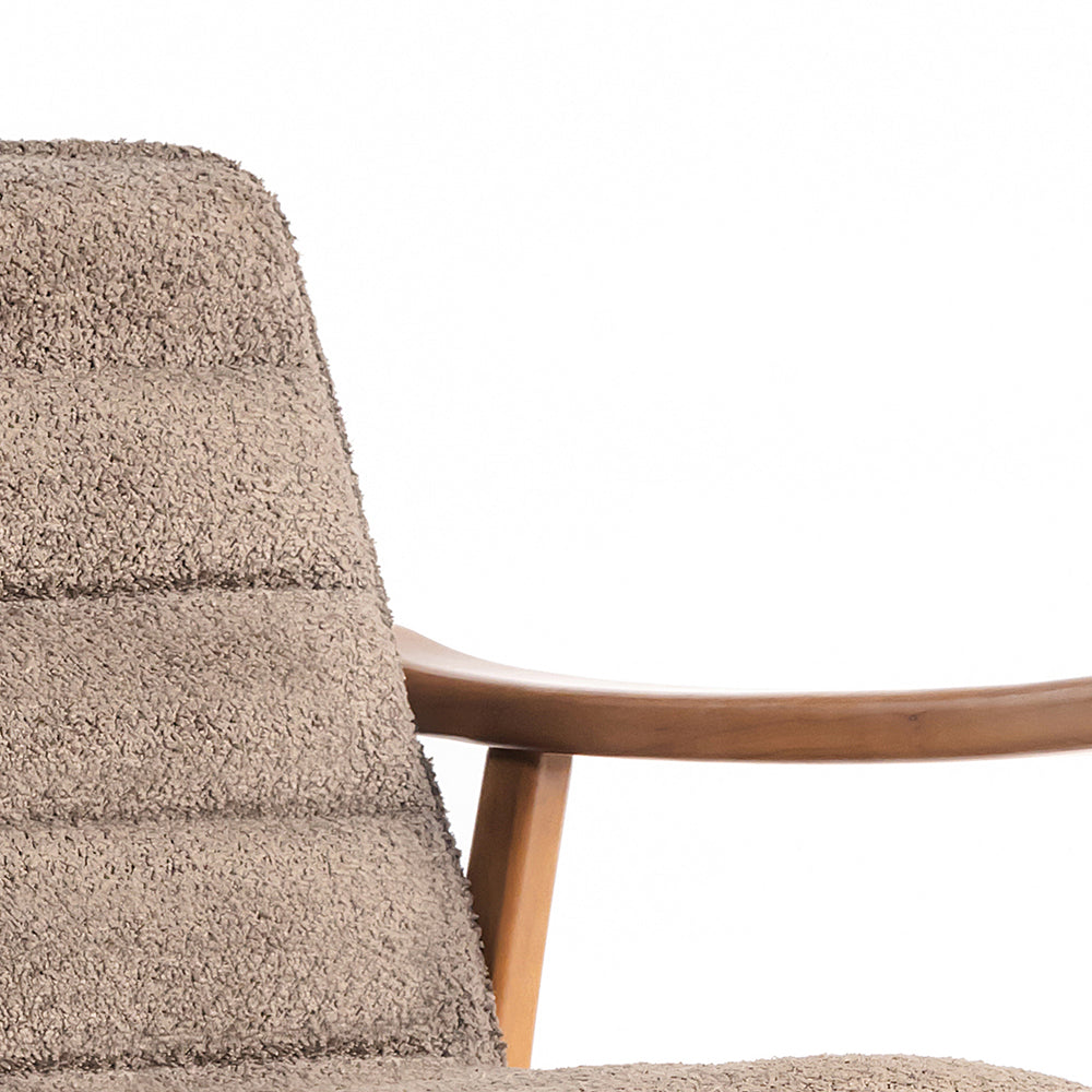 Tulsa Petal Wooden Armchair - Cotton - Grey