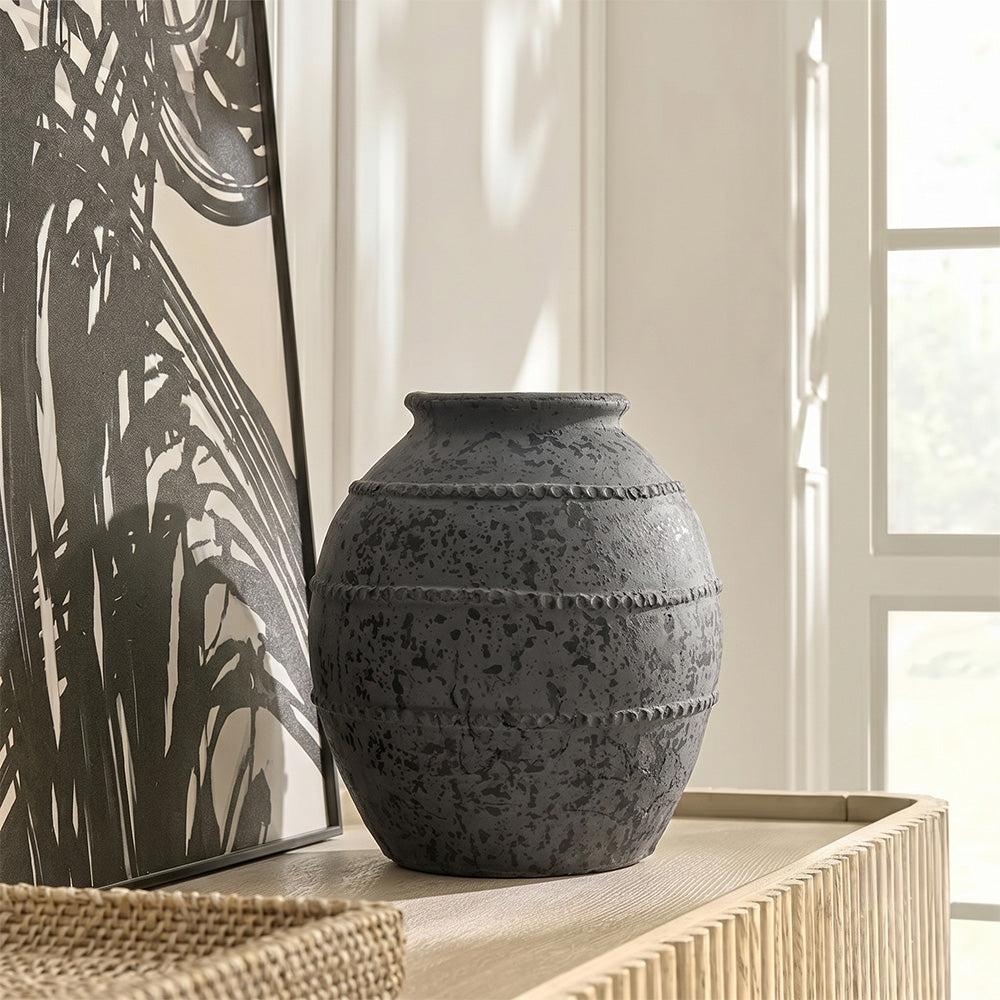 Whisper Place Henry Black Terracotta Large Table Vase