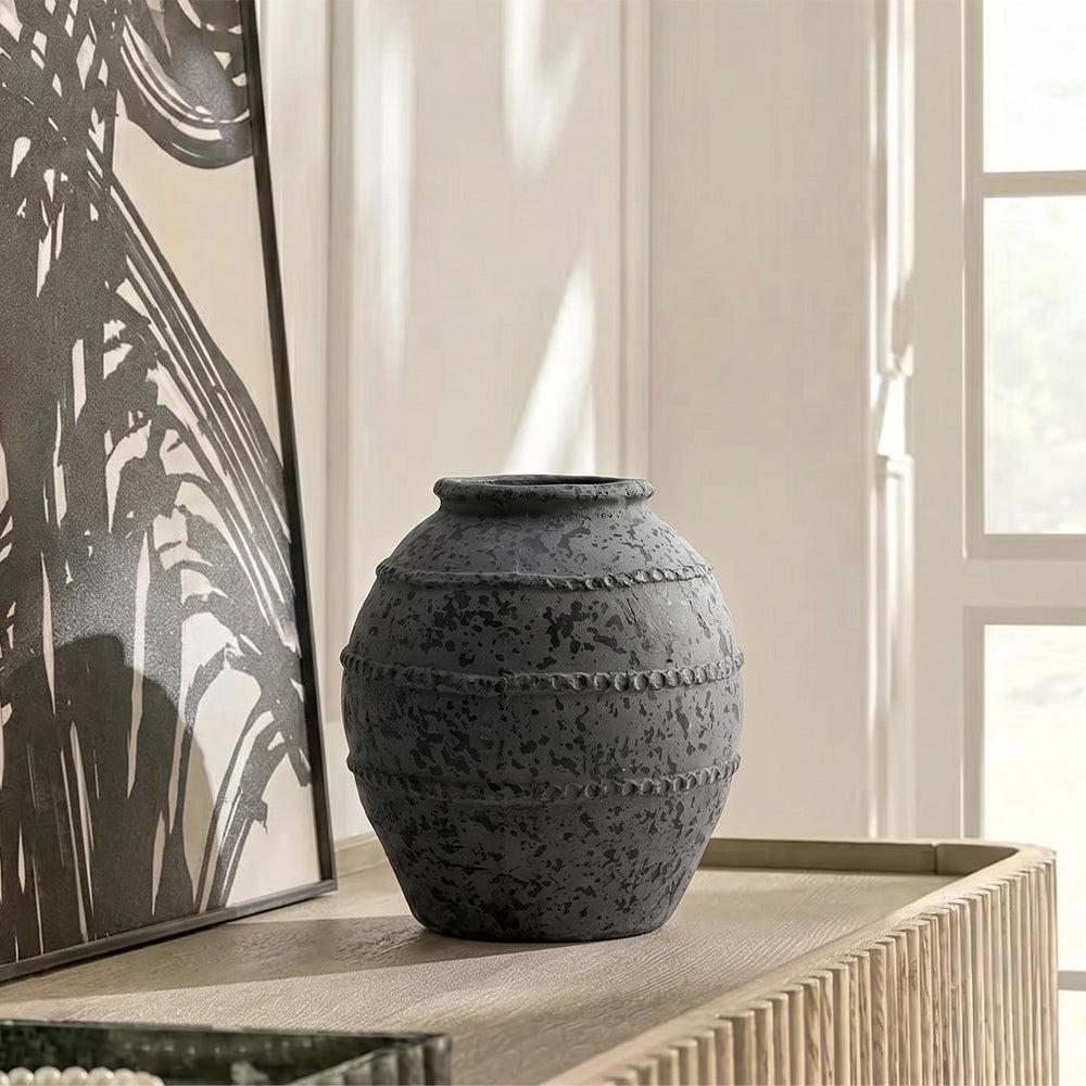 Whisper Place Henry Black Terracotta Small Table Vase