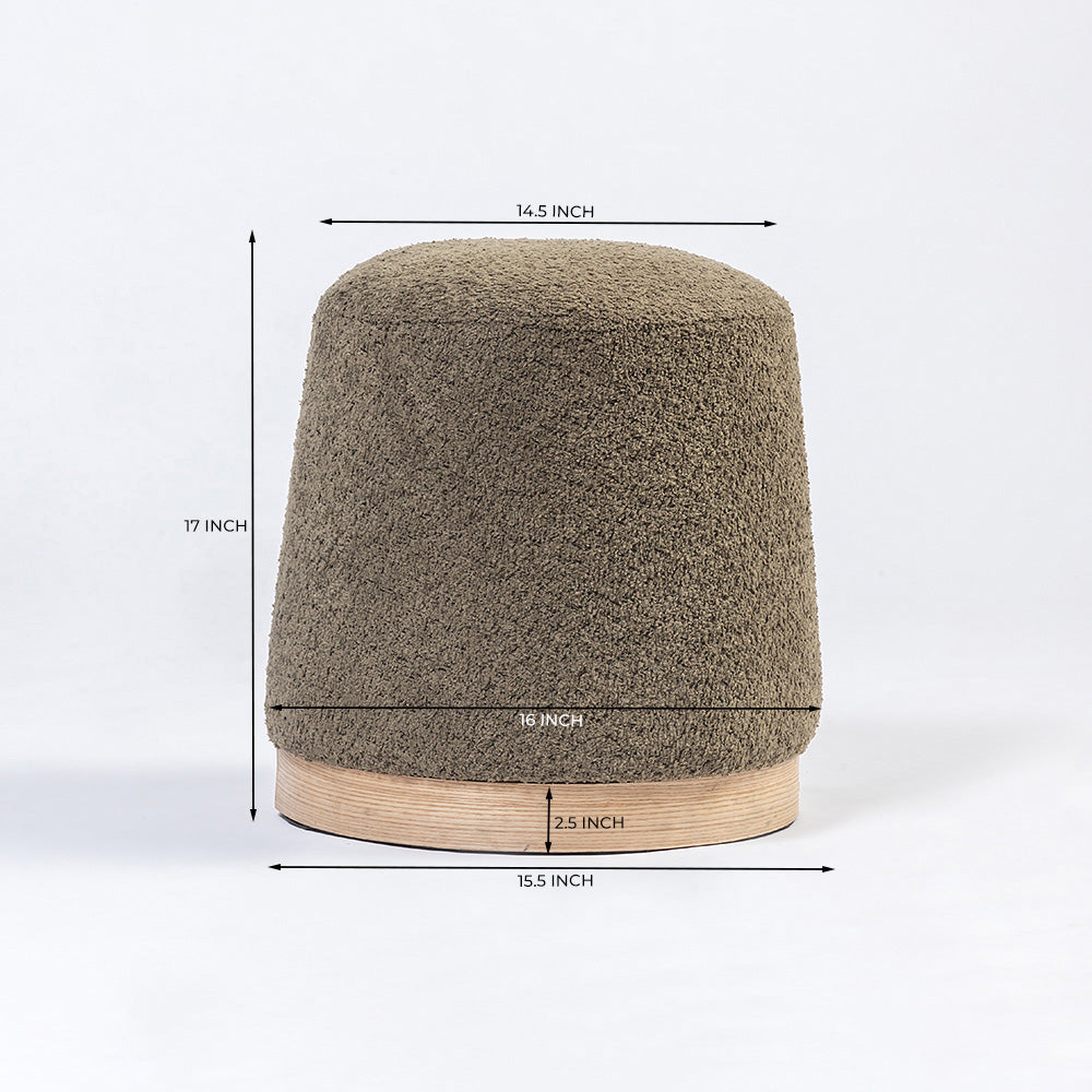 Bennie Joy Boucle Plywood Pouf - Green