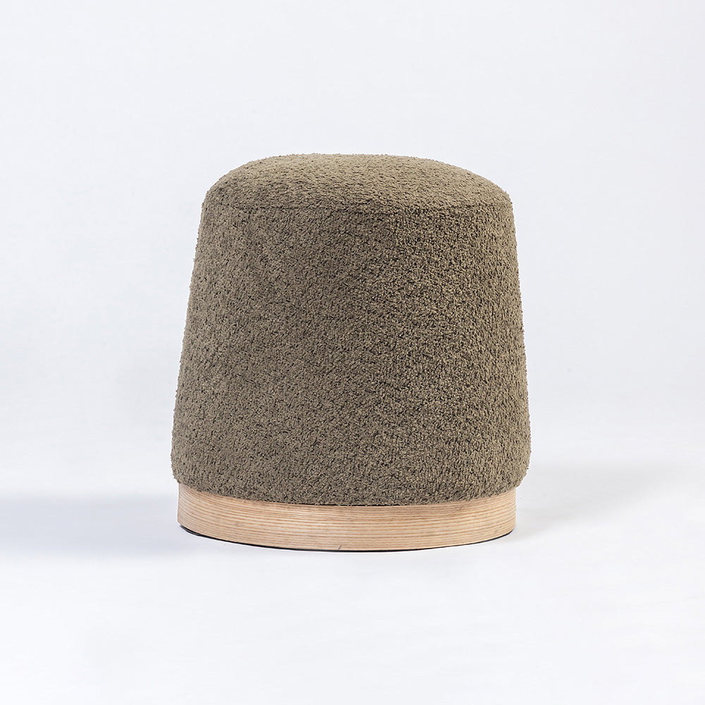 Bennie Joy Boucle Plywood Pouf - Green
